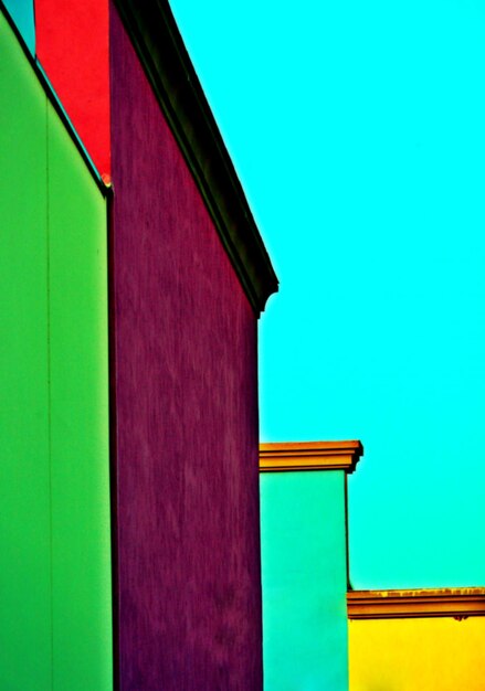 Low angle view of building against blue sky