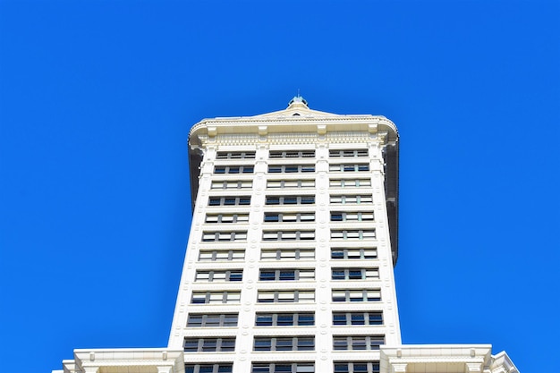 Low angle view of building against blue sky