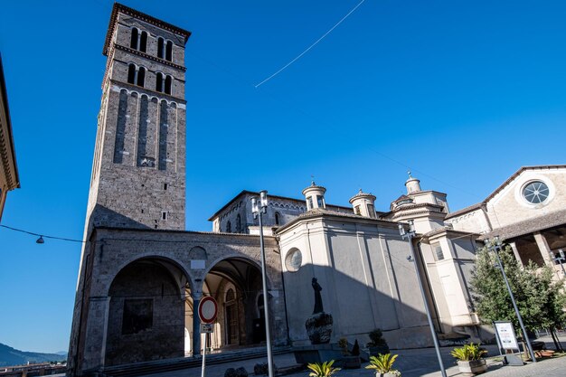 Low angle view of building against clear blue sky