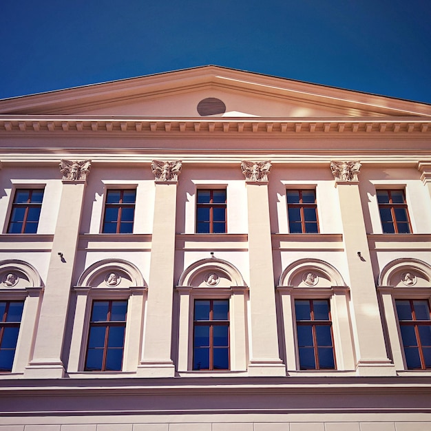 Low angle view of building against clear sky