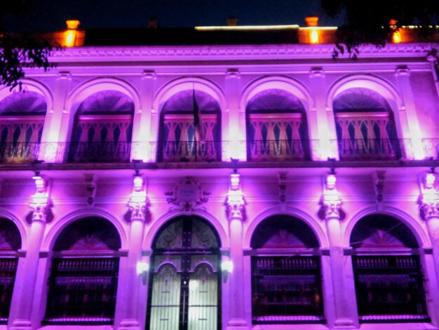 Low angle view of building at night