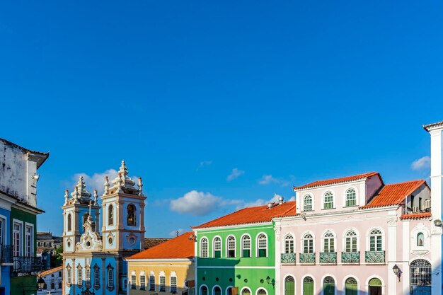 Low angle view of buildings against blue sky