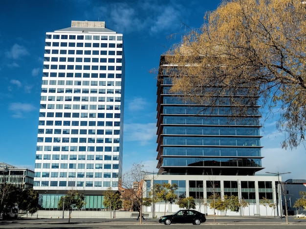 Low angle view of buildings against blue sky