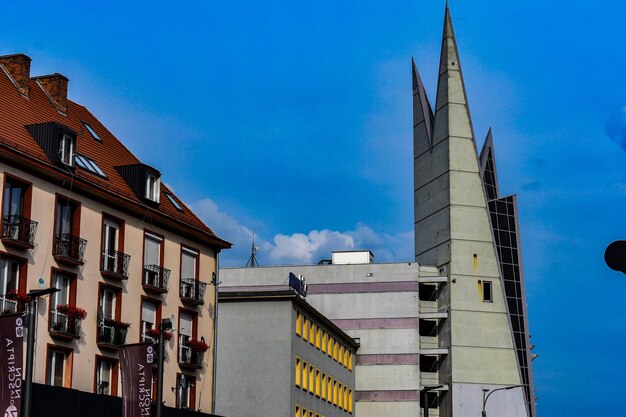 Low angle view of buildings against sky