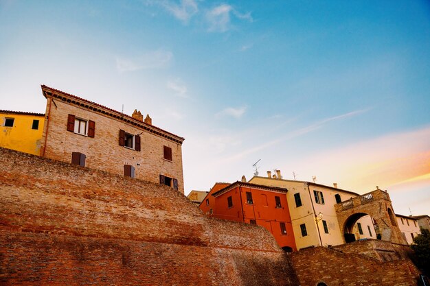 Low angle view of buildings against sky