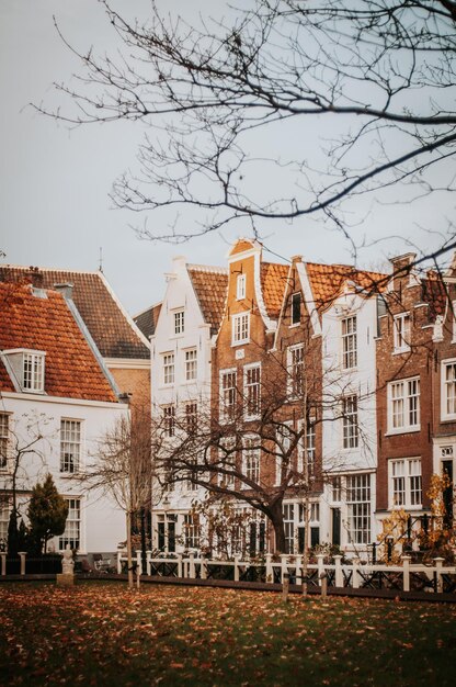 Photo low angle view of buildings at begijnhof in amsterdam