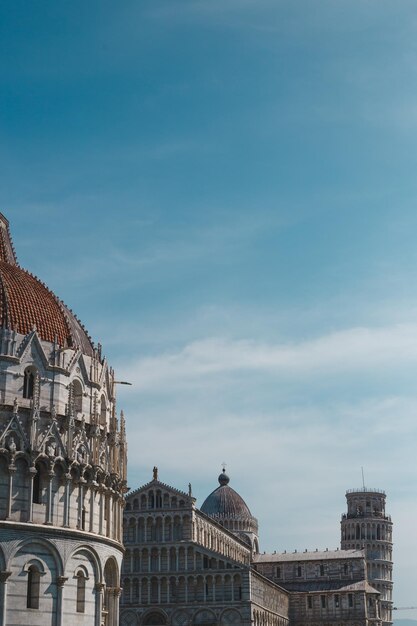 Low angle view of buildings in city against sky