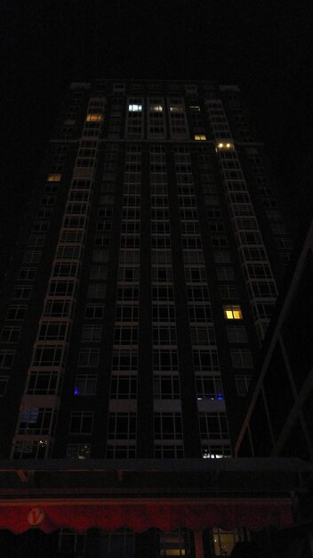 Low angle view of buildings at night