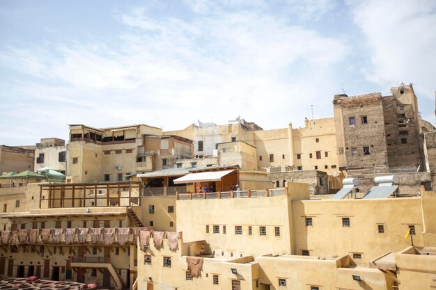 Low angle view of buildings in town