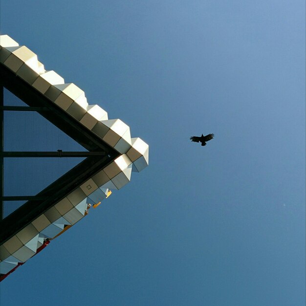 Foto vista a basso angolo della struttura costruita contro un cielo blu limpido