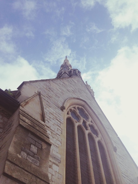 Low angle view of built structures against sky