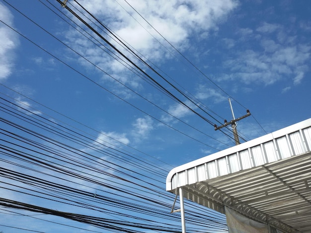 Low angle view of cables against sky