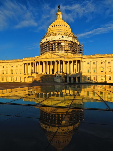 Low angle view of capitol building against sky