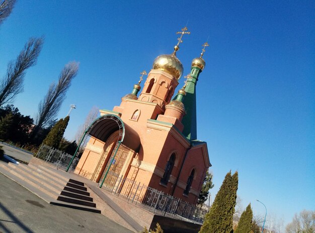 Low angle view of cathedral against blue sky