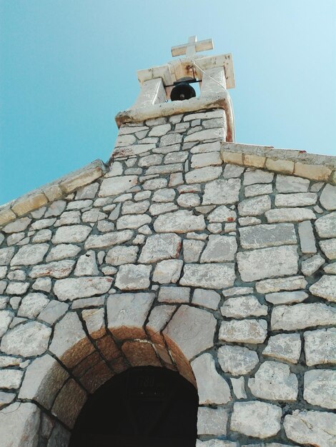 Low angle view of chapel against clear sky