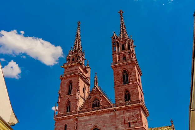 Low angle view of church against blue sky