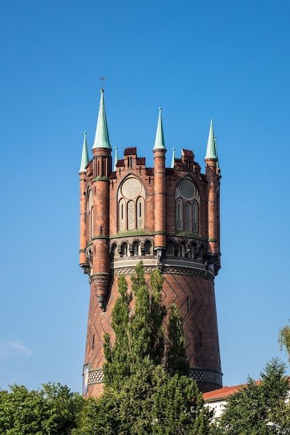 Low angle view of church against clear blue sky