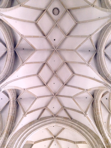 Low angle view of church ceiling