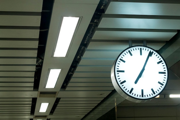 low angle view of clock on ceiling