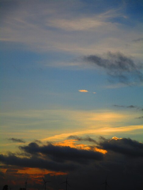 Low angle view of cloudy sky during sunset