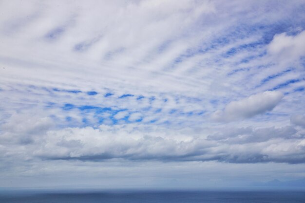 Low angle view of cloudy sky over sea