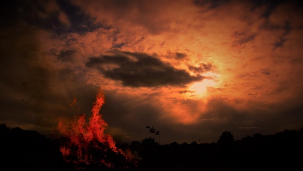 Photo low angle view of cloudy sky at sunset