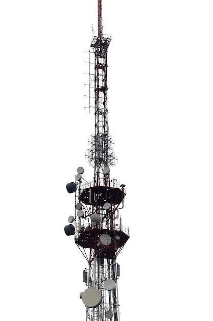 Low angle view of communications tower against clear sky