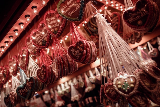 Low angle view of cookies hanging at market for sale