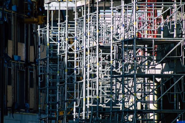 Low angle view of crane at construction site