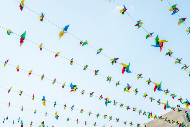 low angle view of decoration hanging against sky