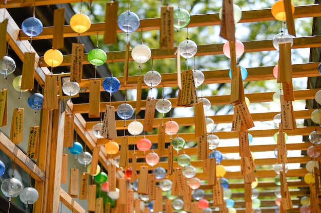 low angle view of decorations hanging from ceiling