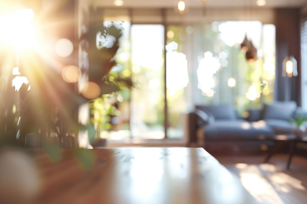 Photo low angle view of defocused living room interior background