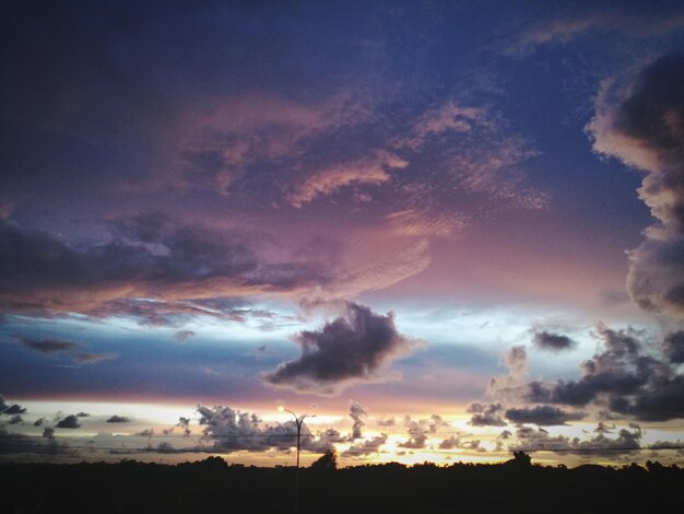 Low angle view of dramatic sky during sunset