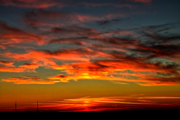 Low angle view of dramatic sky during sunset