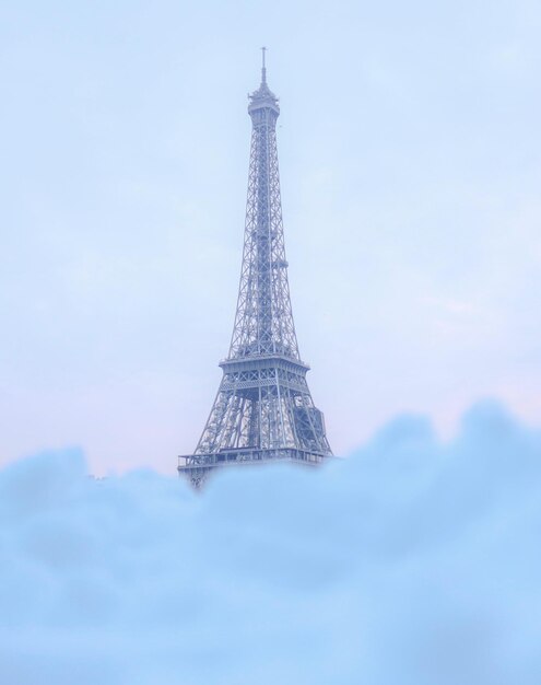 Low angle view of eiffel tower against sky