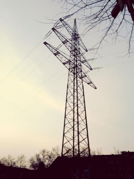 Low angle view of electricity pylon
