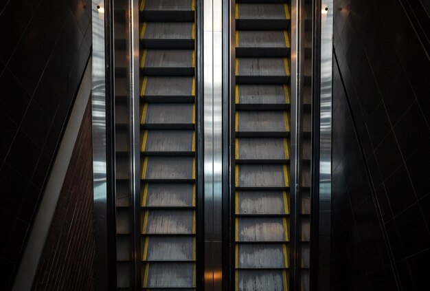 Low angle view of escalator in building