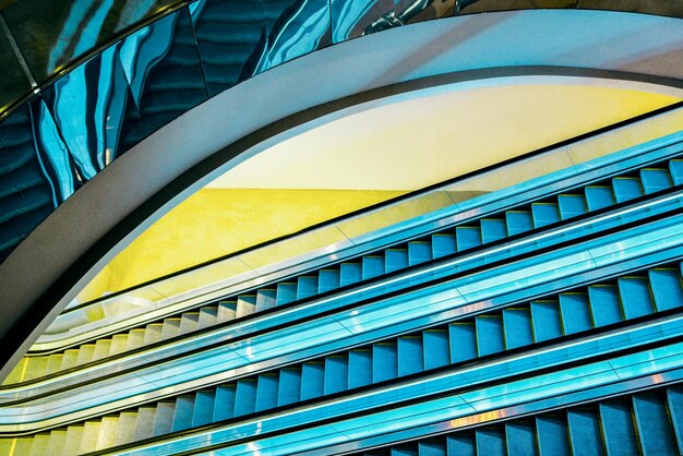 Low angle view of escalators