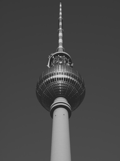 Low angle view of fernsehturm against clear sky