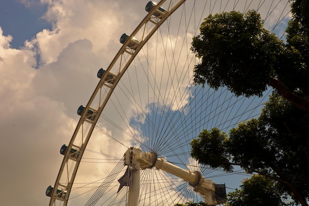 Foto vista a bassa angolazione della ruota panoramica contro un cielo nuvoloso