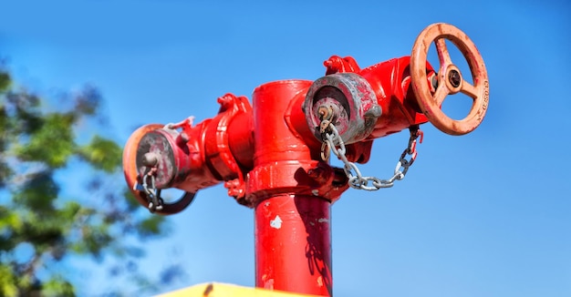 Low angle view of fire hydrant against clear sky