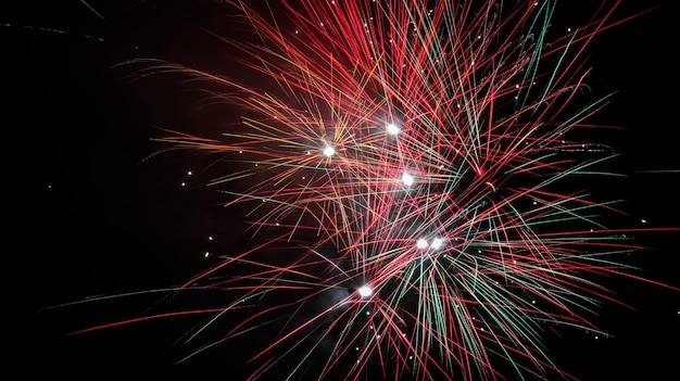 Foto vista a basso angolo di spettacolo di fuochi d'artificio di notte