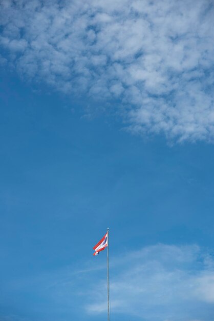 Low angle view of flag against sky