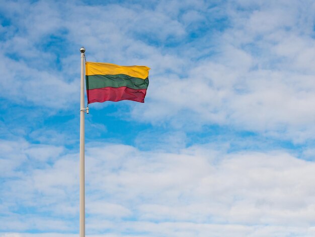 Low angle view of flag against sky