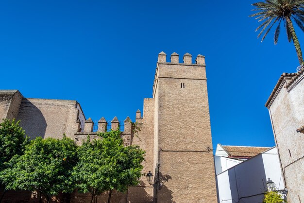 Low angle view of fort against blue sky