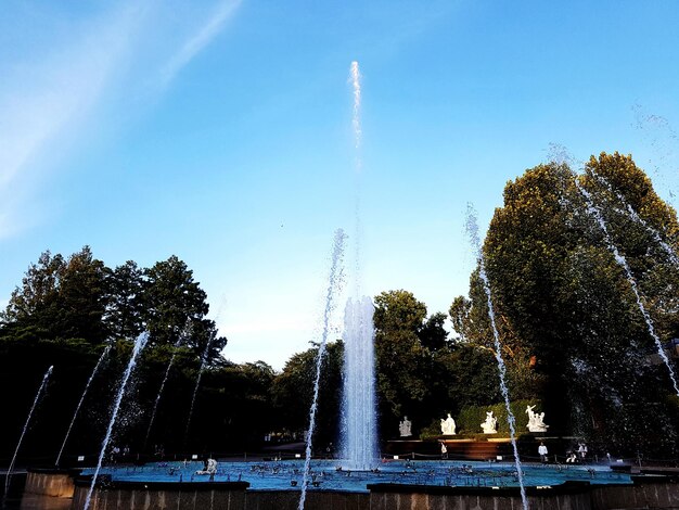 Low angle view of fountain against sky