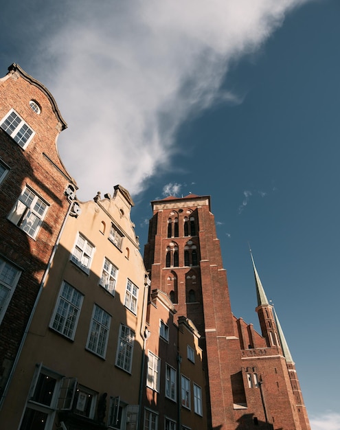 Low angle view of Gdansk old town Concept of travel destination in Central Europe