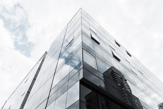 Low angle view glass designed building