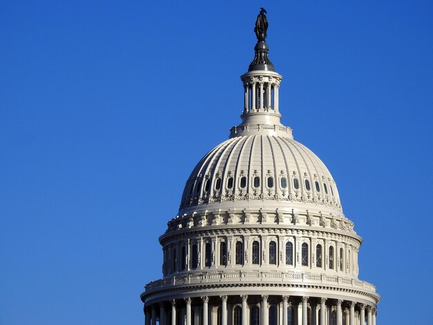 Low angle view of government building against clear sky