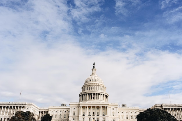 low angle view of government building against sky